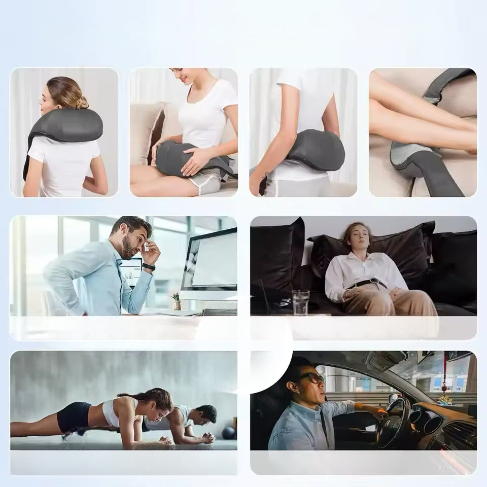 Dispozitiv 3D masaj electric spate-gât-umeri cu încălzire și role bidirecționale