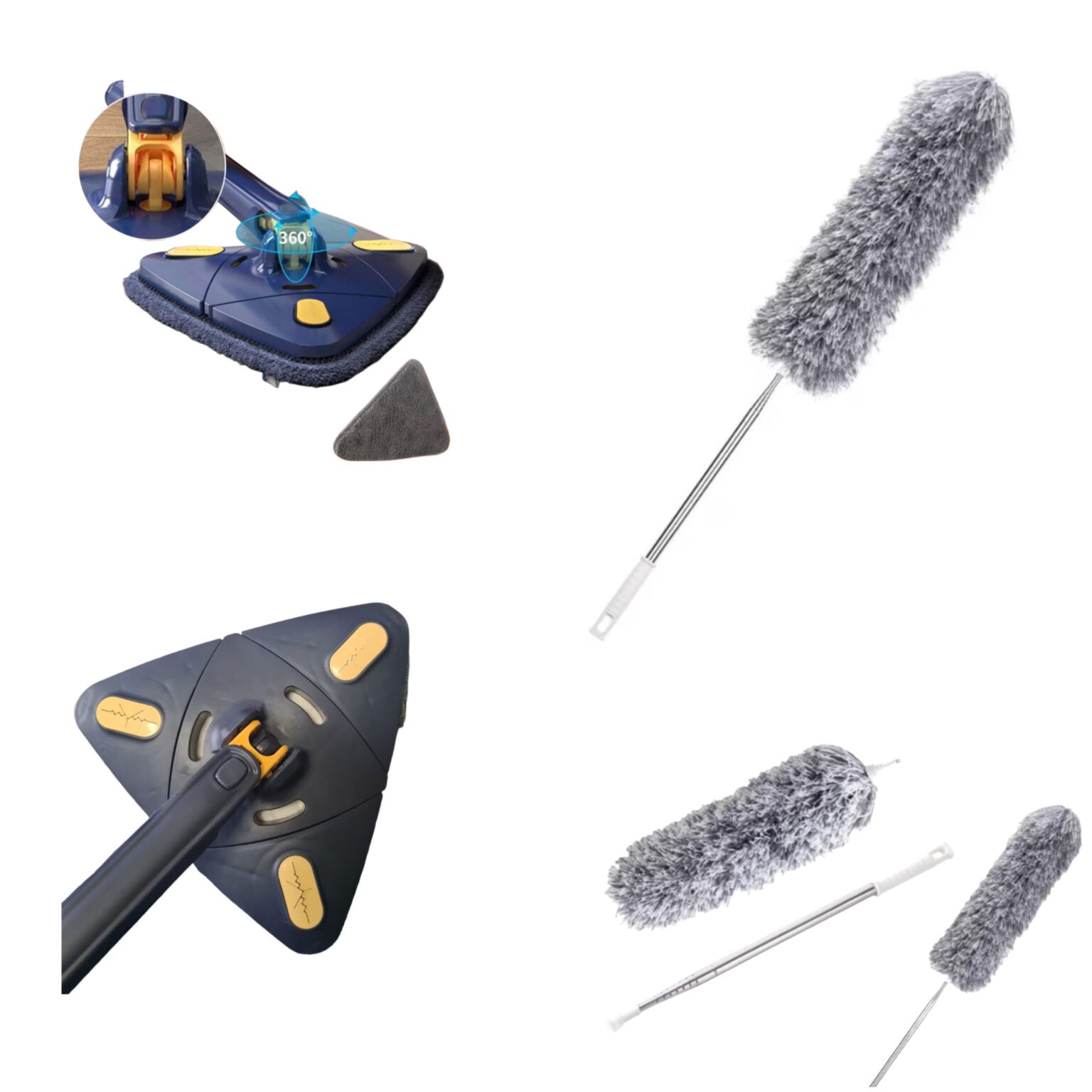 Pachet promo Mop triunghiular + Pamatuf telescopic 80–280 cm, gri – curățare eficientă