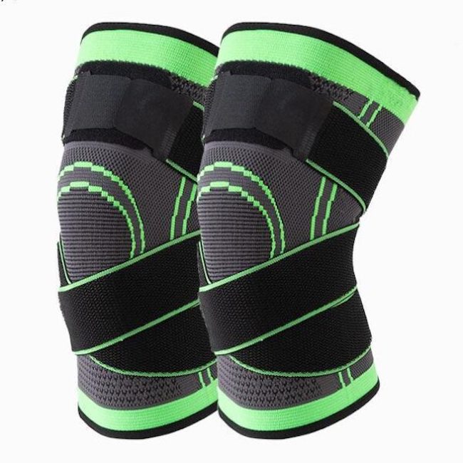 Set 2 x genunchiera elastica ajustabila cu bretele elastice, bandaj pentru genunchi cu compresie