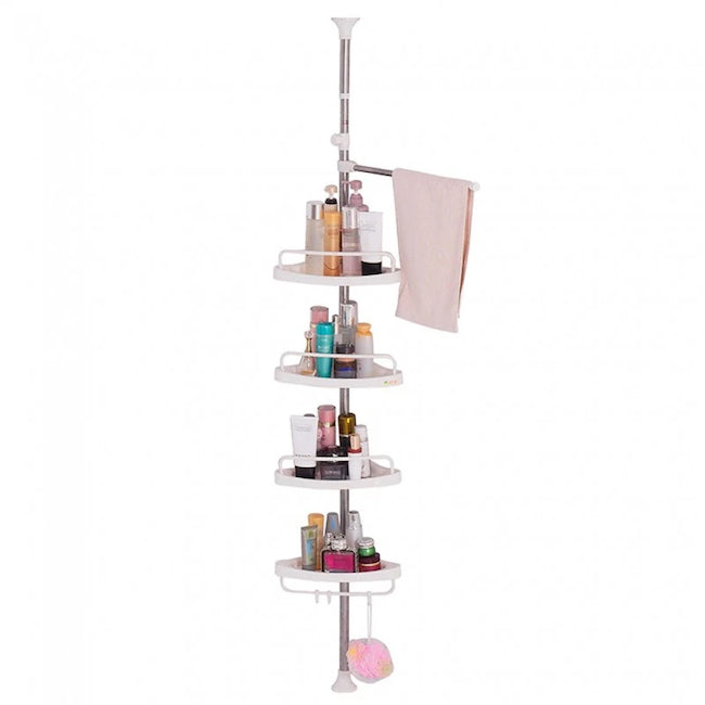 Etajera colt pentru baie si dus, 4 rafturi, inaltime reglabila