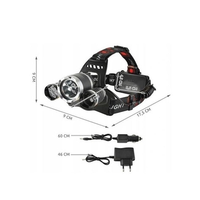 Lanterna pentru cap, 3 leduri, acumulatori