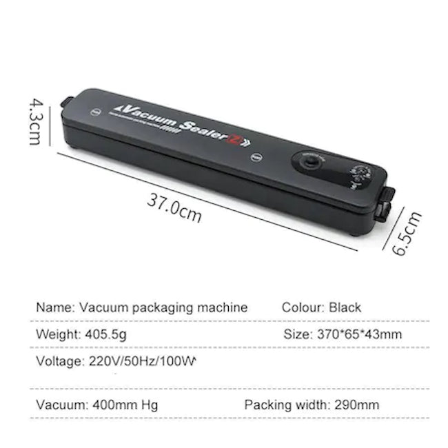 Aparat pentru vidare si sigilare pungi, Vacuum Sealer, portabil, negru